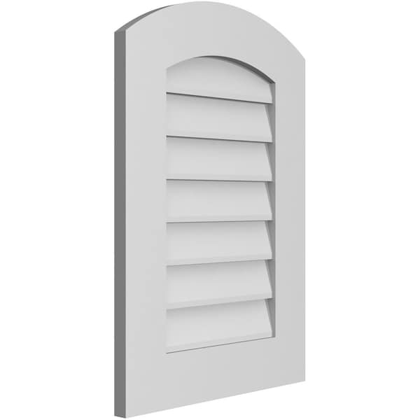 Arch Top Surface Mount PVC Gable Vent: Functional, W/ 3-1/2W X 1P Standard Frame, 18W X 26H